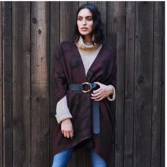 Cleobella Black and Dark purple/wine red cape/poncho Women Plus Size 1X-3X